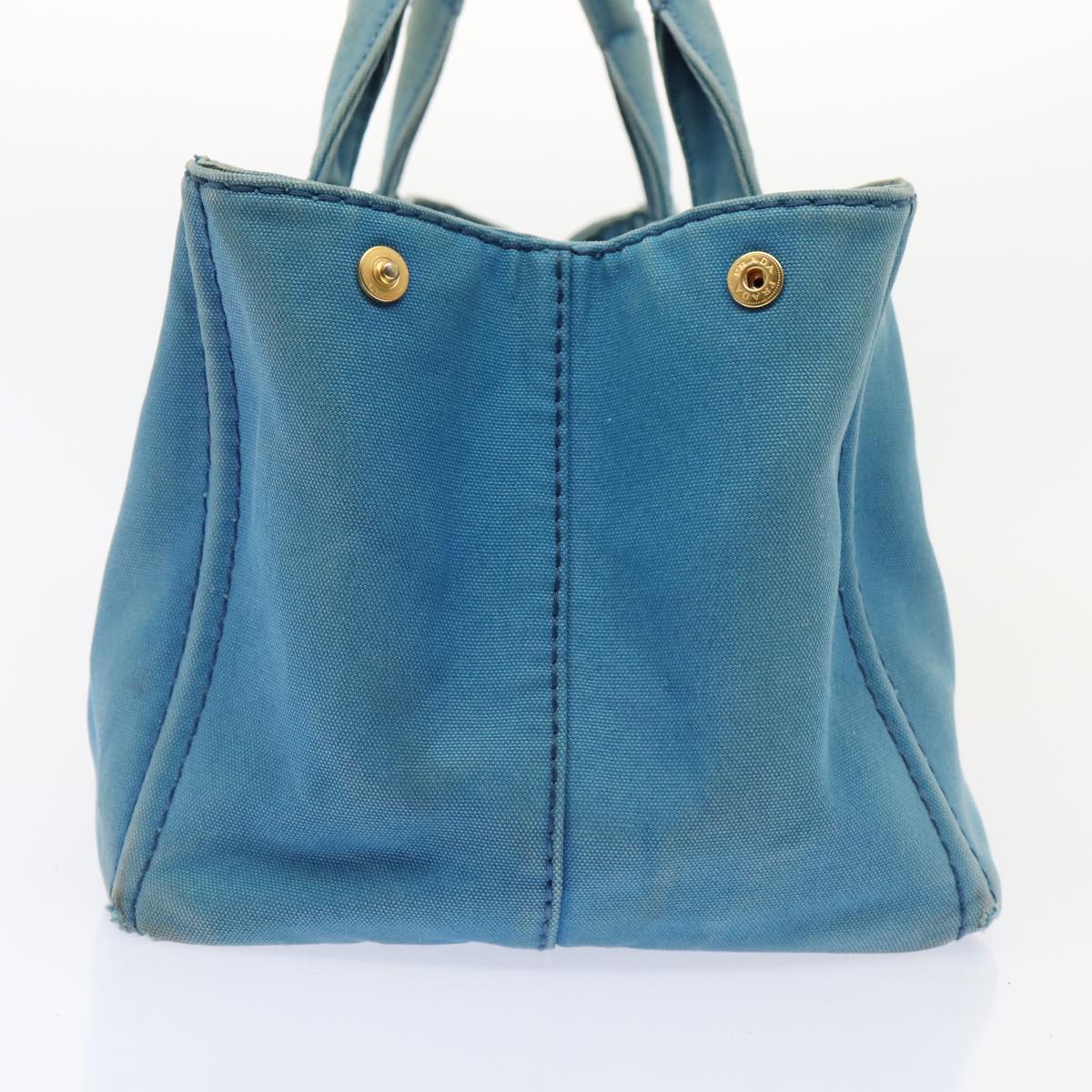 PRADA Canapa GM Hand Bag Canvas Blue Gold Auth bs17750