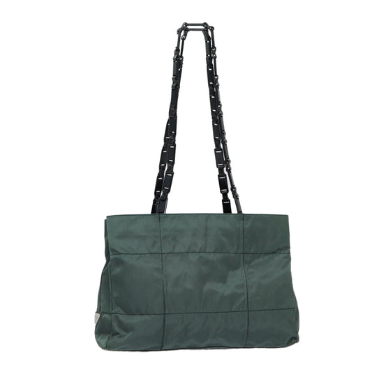 PRADA Shoulder Bag Nylon Green Silver Auth bs17753