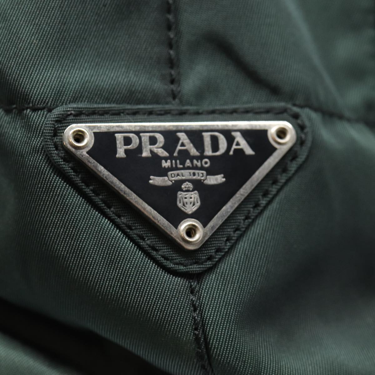 PRADA Shoulder Bag Nylon Green Silver Auth bs17753