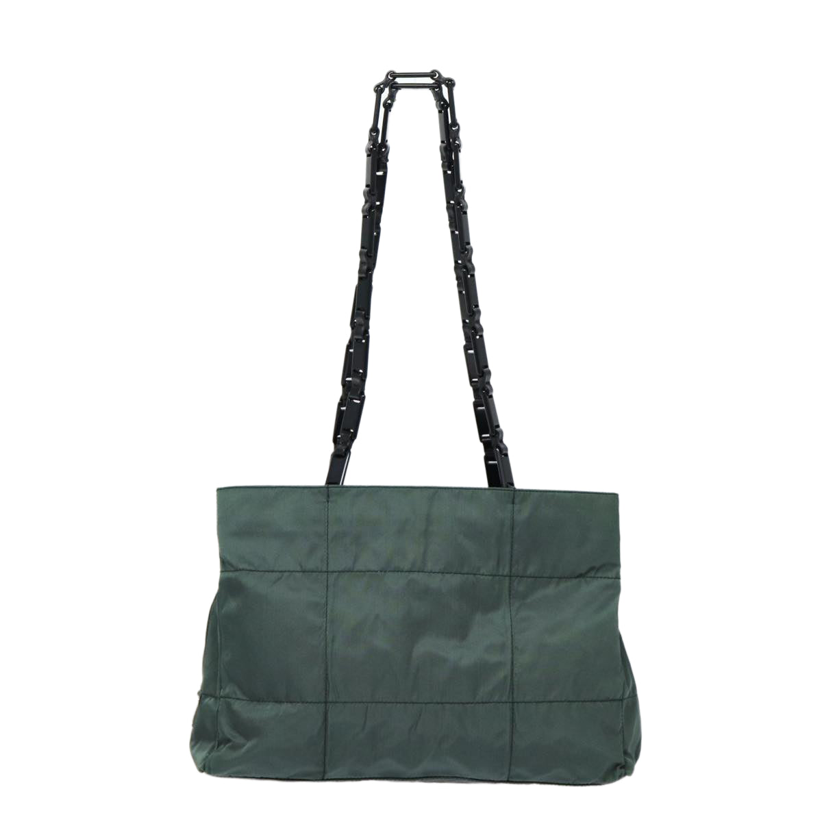 PRADA Shoulder Bag Nylon Green Silver Auth bs17753