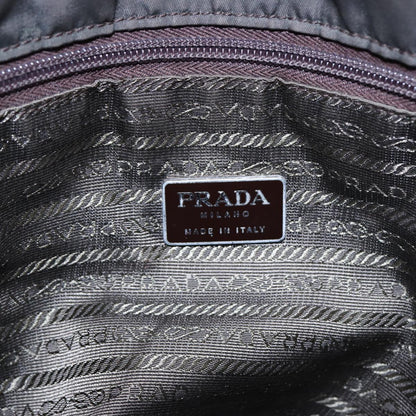 PRADA Shoulder Bag Nylon Brown Silver Auth bs17755