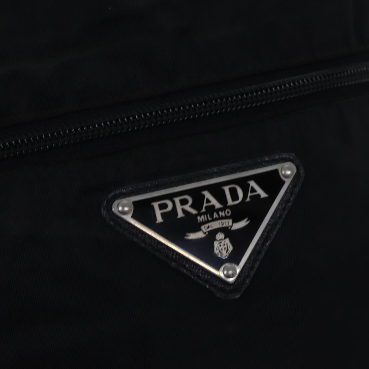 PRADA Shoulder Bag Nylon Black Silver Auth bs17756