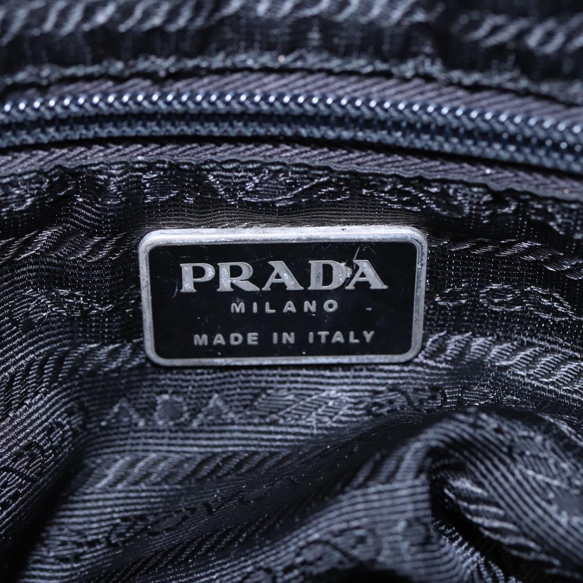 PRADA Shoulder Bag Nylon Black Silver Auth bs17764