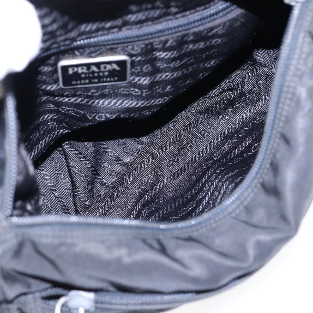 PRADA Shoulder Bag Nylon Black Silver Auth bs17764