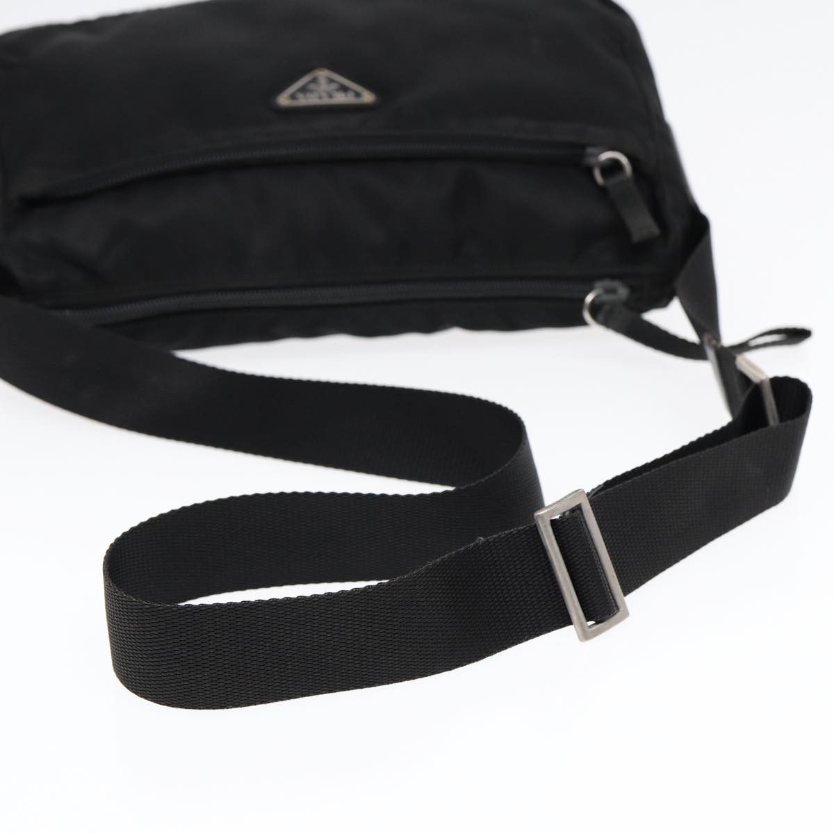 PRADA Shoulder Bag Nylon Black Silver Auth bs17764