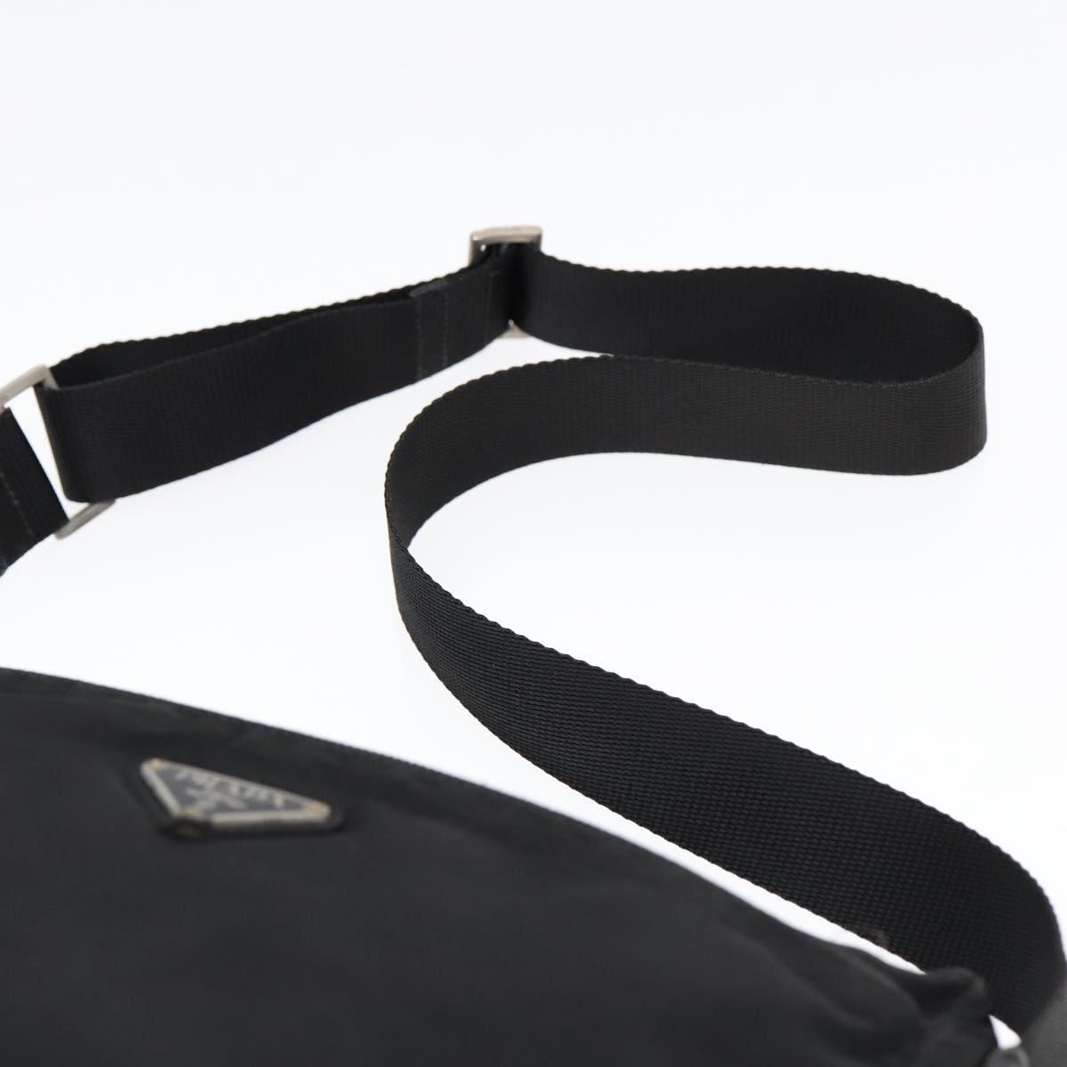 PRADA Shoulder Bag Nylon Black Silver Auth bs17764