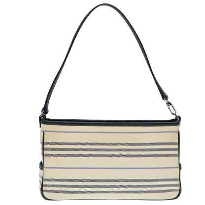BURBERRY Shoulder Bag Canvas Beige Silver Auth bs17767