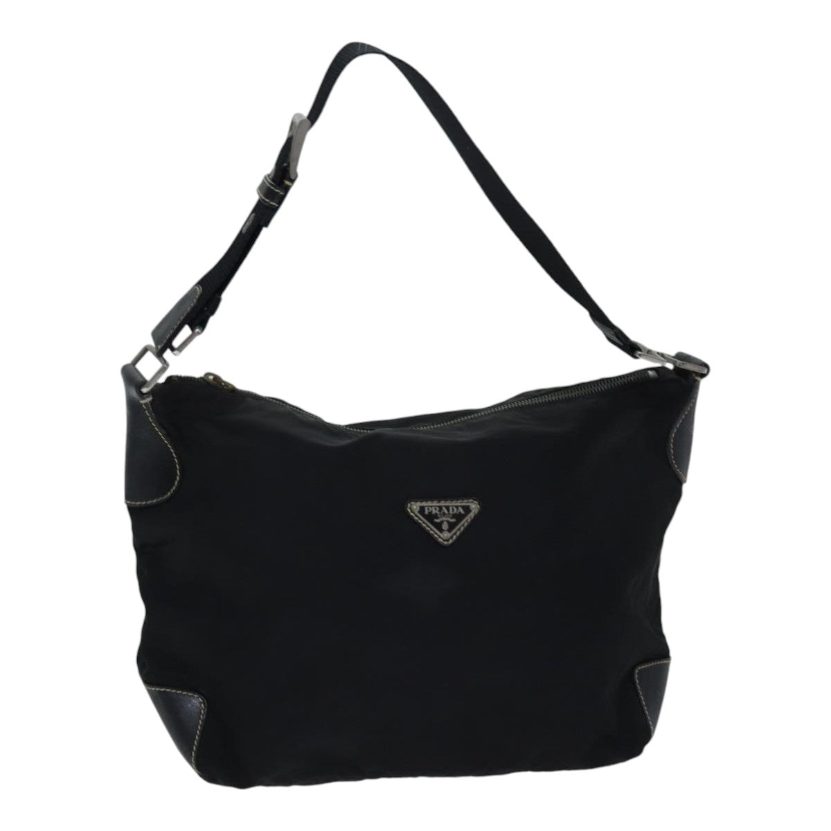 PRADA Shoulder Bag Nylon Black Silver Auth bs17769