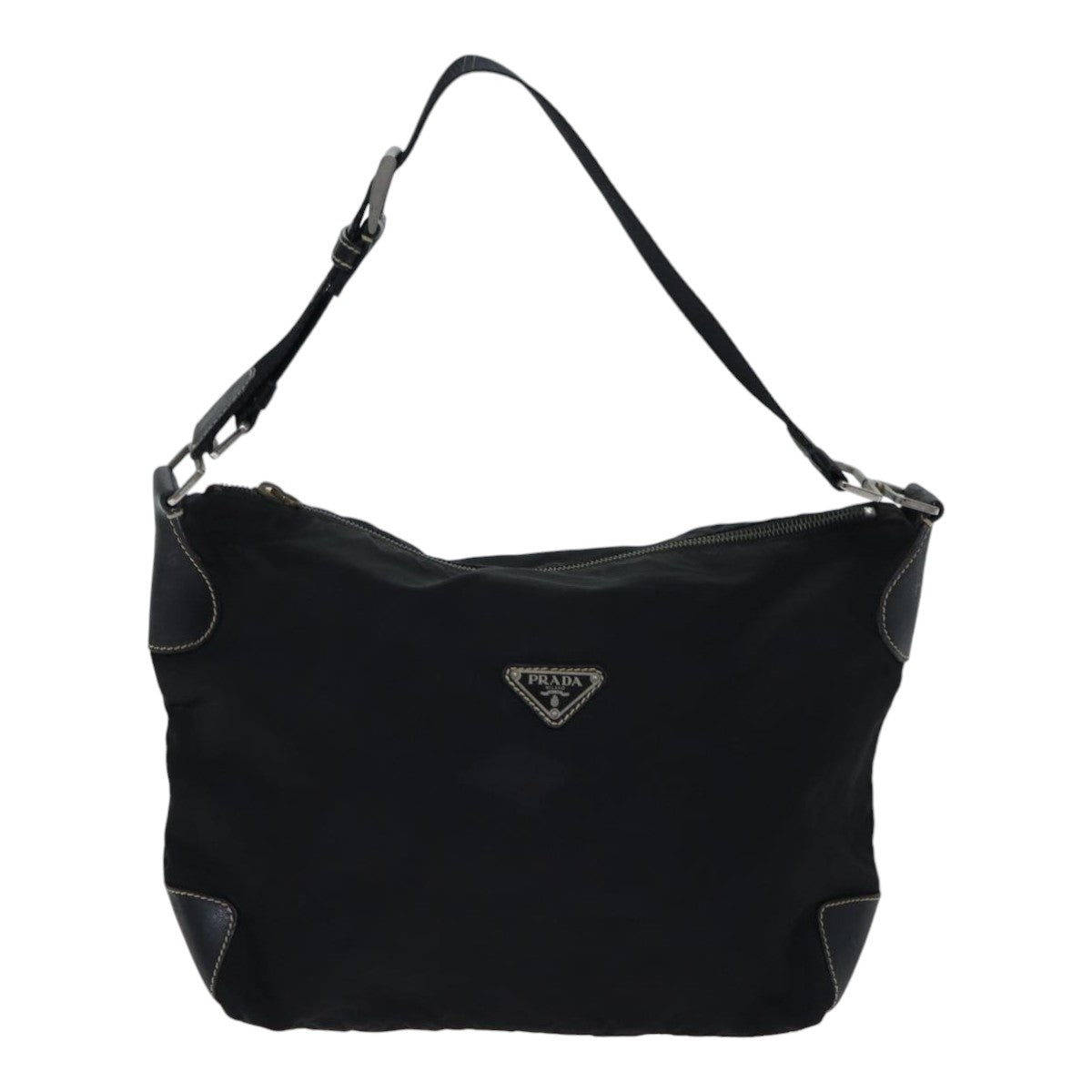 PRADA Shoulder Bag Nylon Black Silver Auth bs17769