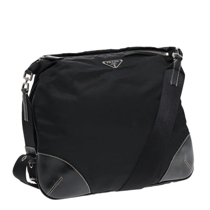 PRADA Shoulder Bag Nylon Black Silver Auth bs17774