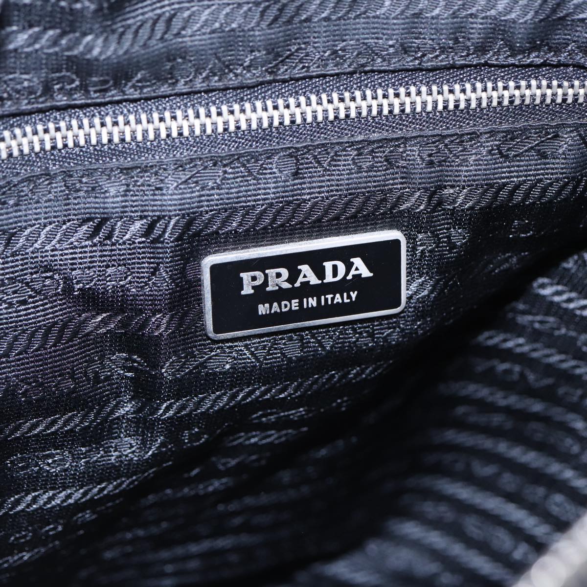 PRADA Shoulder Bag Nylon Black Silver Auth bs17774