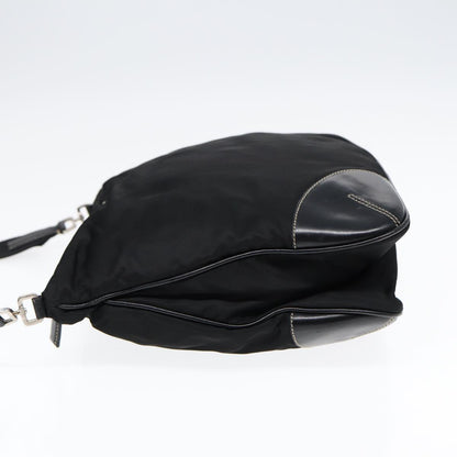 PRADA Shoulder Bag Nylon Black Silver Auth bs17774