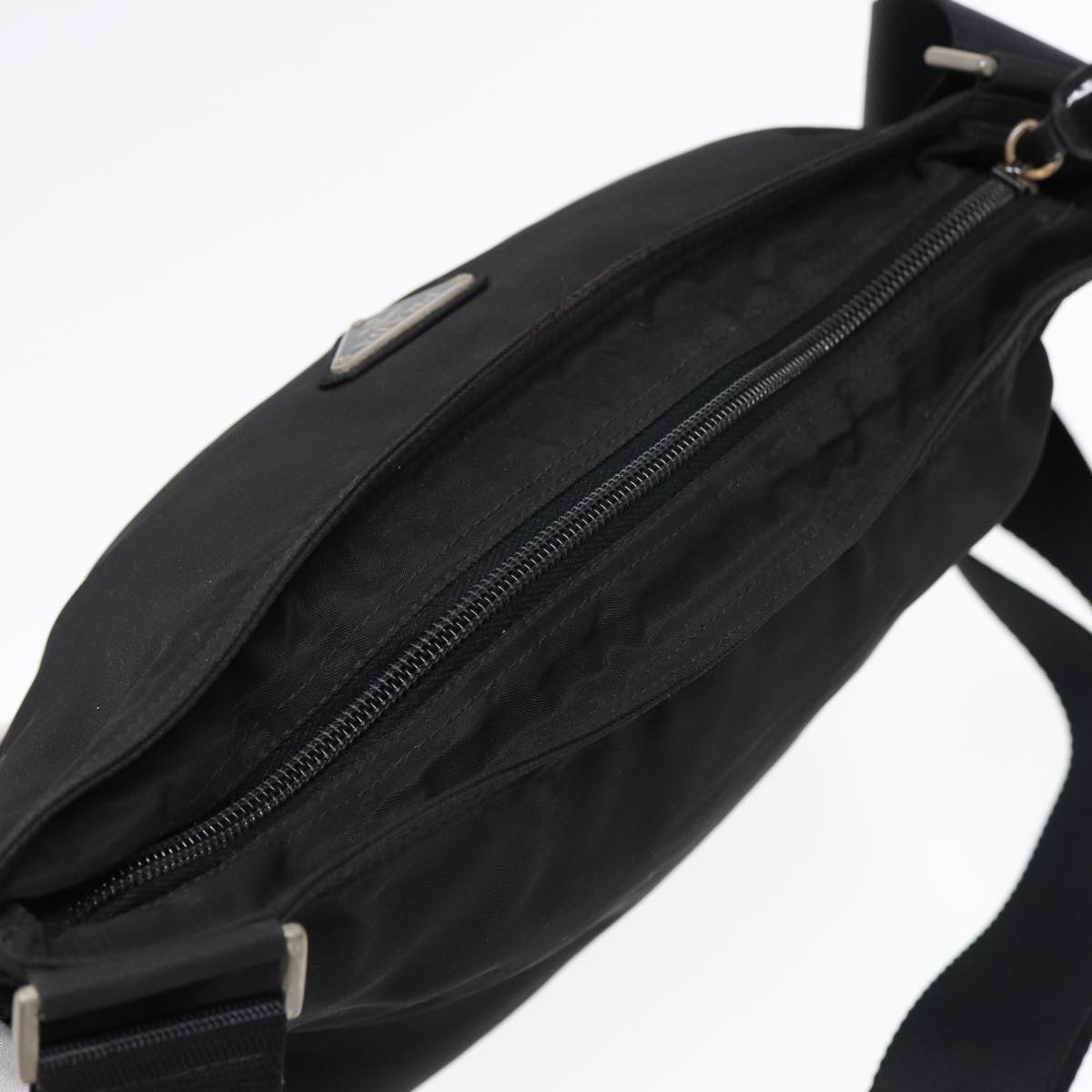 PRADA Shoulder Bag Nylon Black Silver Auth bs17788