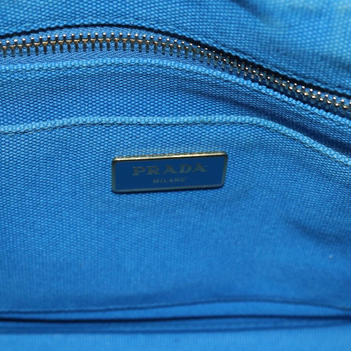 PRADA Canapa PM Hand Bag Canvas Blue Auth bs17794