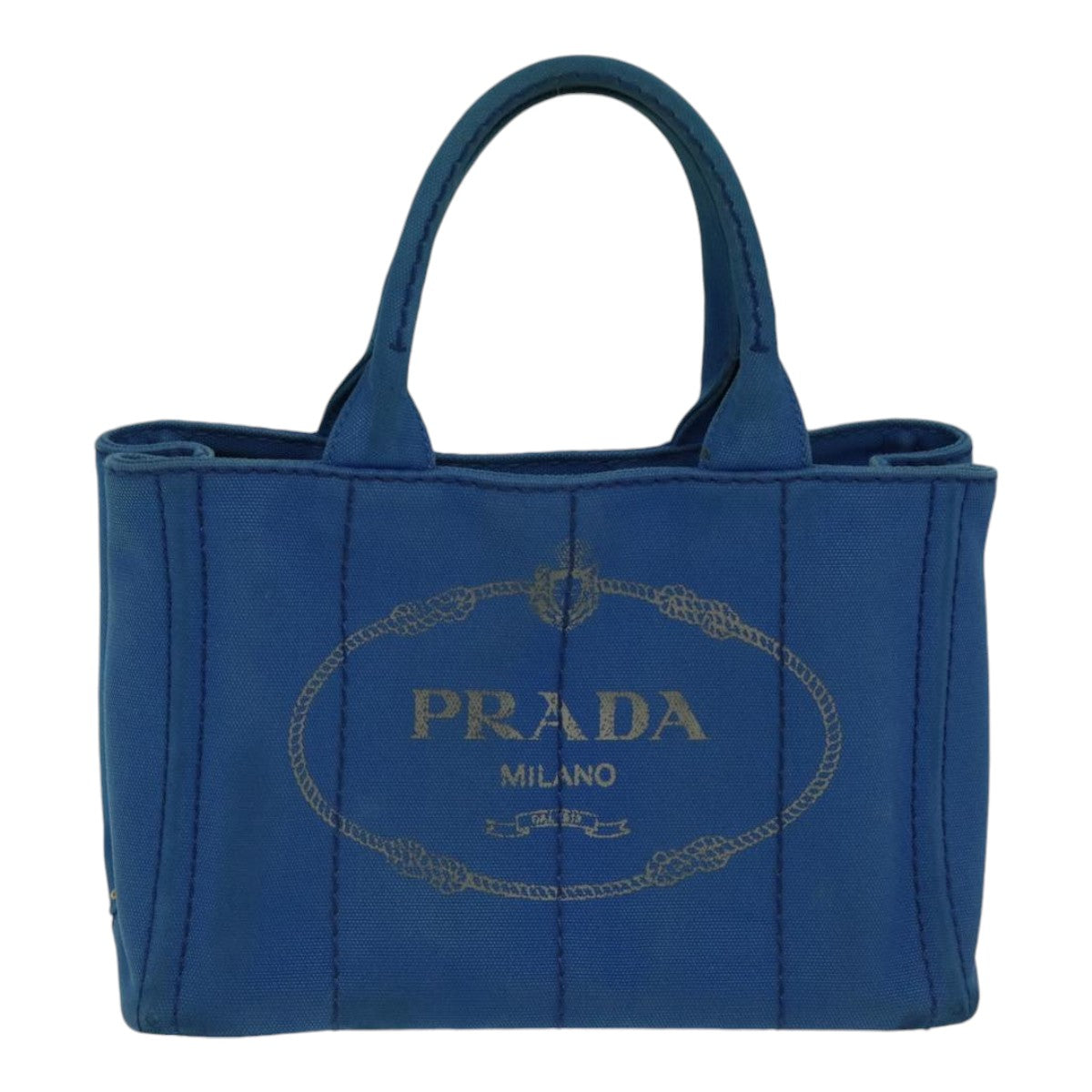 PRADA Canapa PM Hand Bag Canvas Blue Auth bs17794