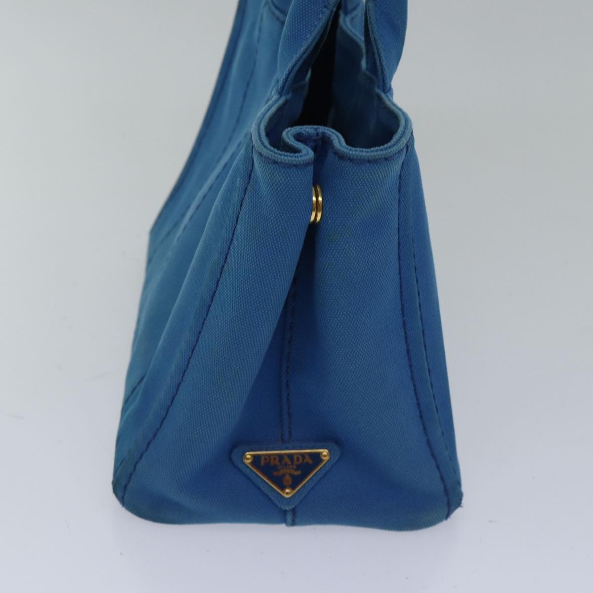 PRADA Canapa PM Hand Bag Canvas Blue Auth bs17794