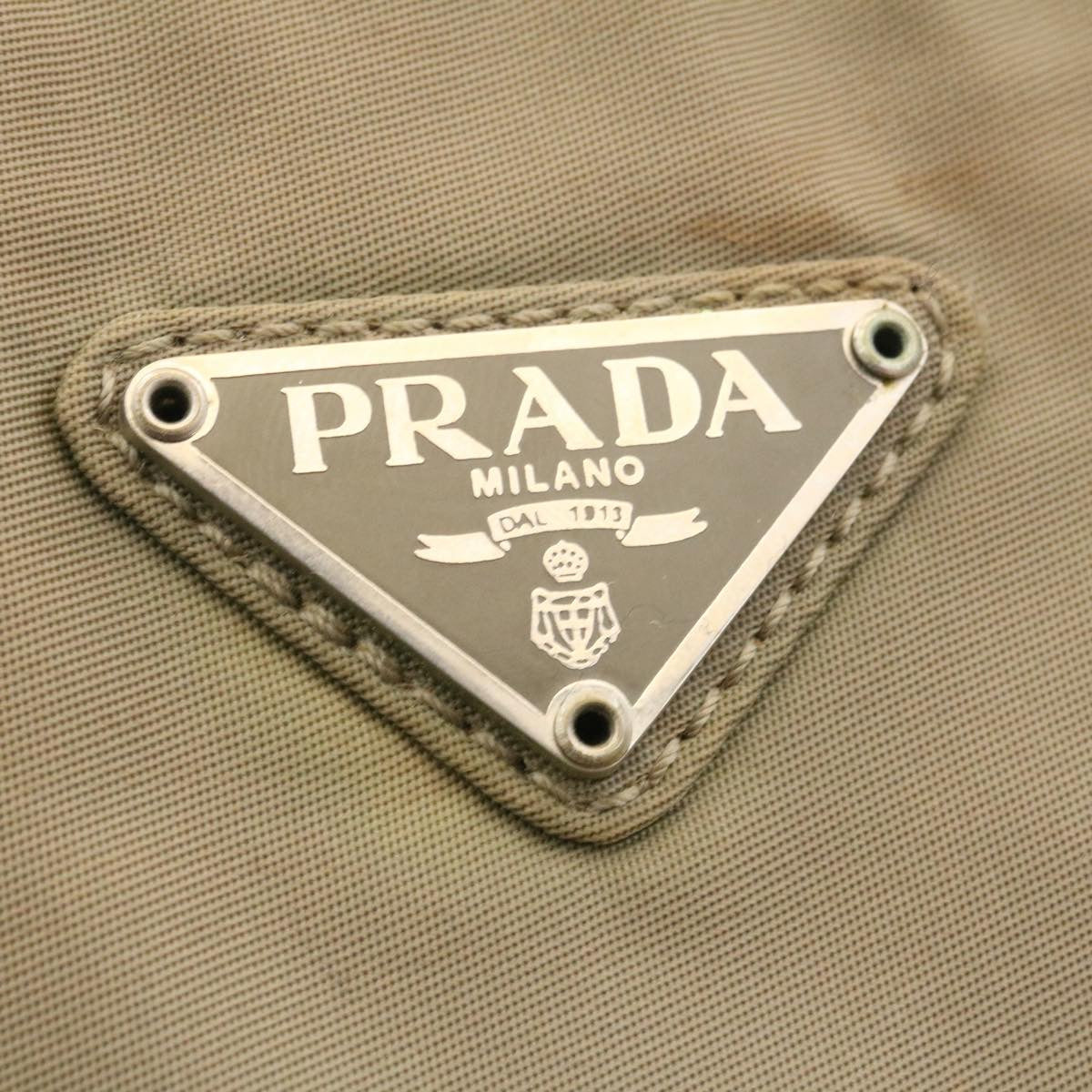 PRADA Hand Bag Nylon Khaki Auth bs205