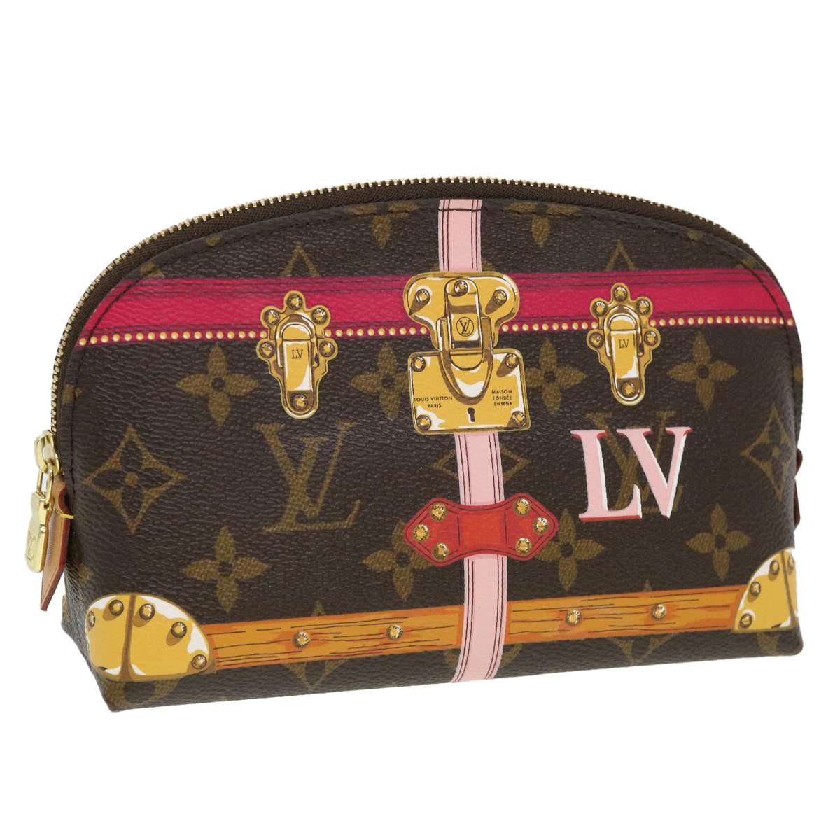 LOUIS VUITTON Monogram Summer Trunk Pochette Cosmetic Pouch M43615 bs4543