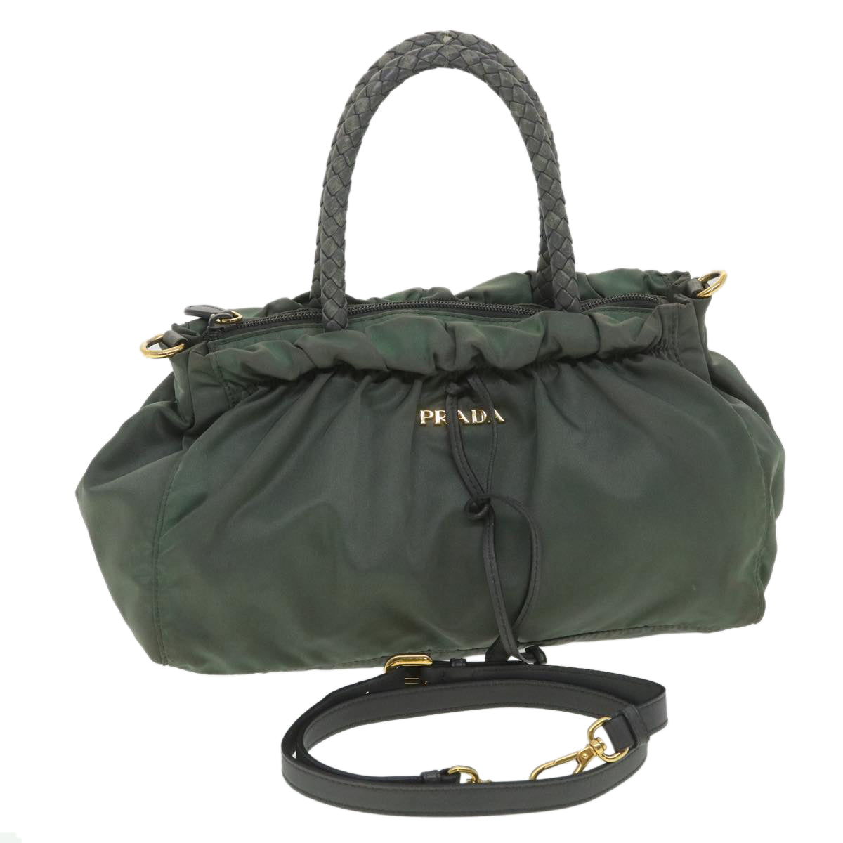 Prada Shoulder Bag Nylon 2way Khaki  bs4556