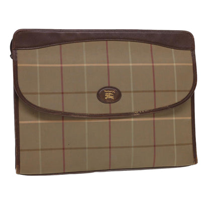 BurberrySs Nova Check Clutch Bag Nylon Beige Auth bs4852