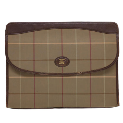 BurberrySs Nova Check Clutch Bag Nylon Beige Auth bs4852