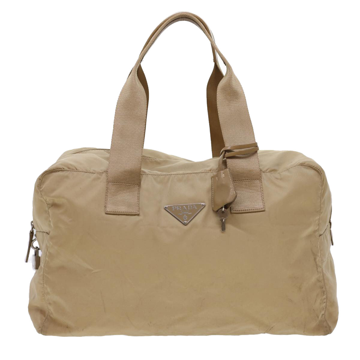 Prada Boston Bag Nylon Beige  bs4903