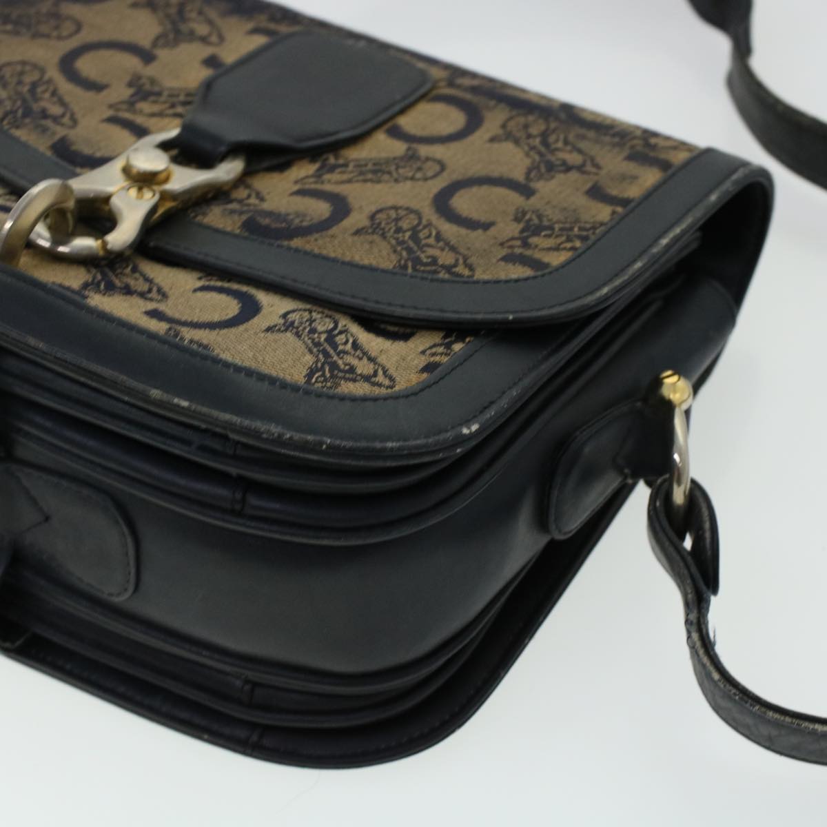 Celine C Macadam Canvas Shoulder Bag Navy  bs5114