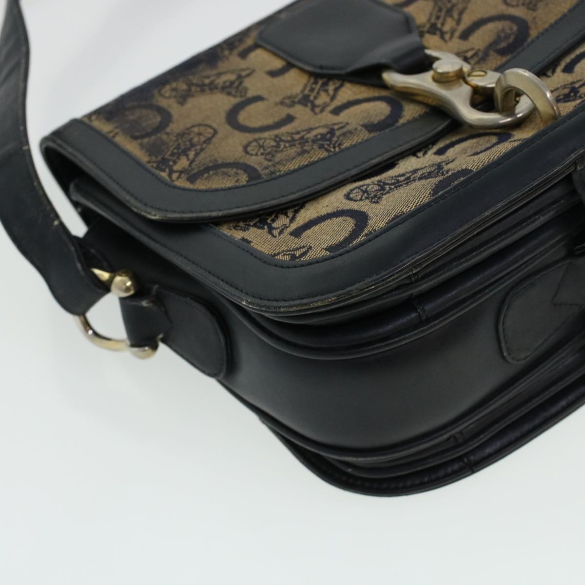 Celine C Macadam Canvas Shoulder Bag Navy  bs5114