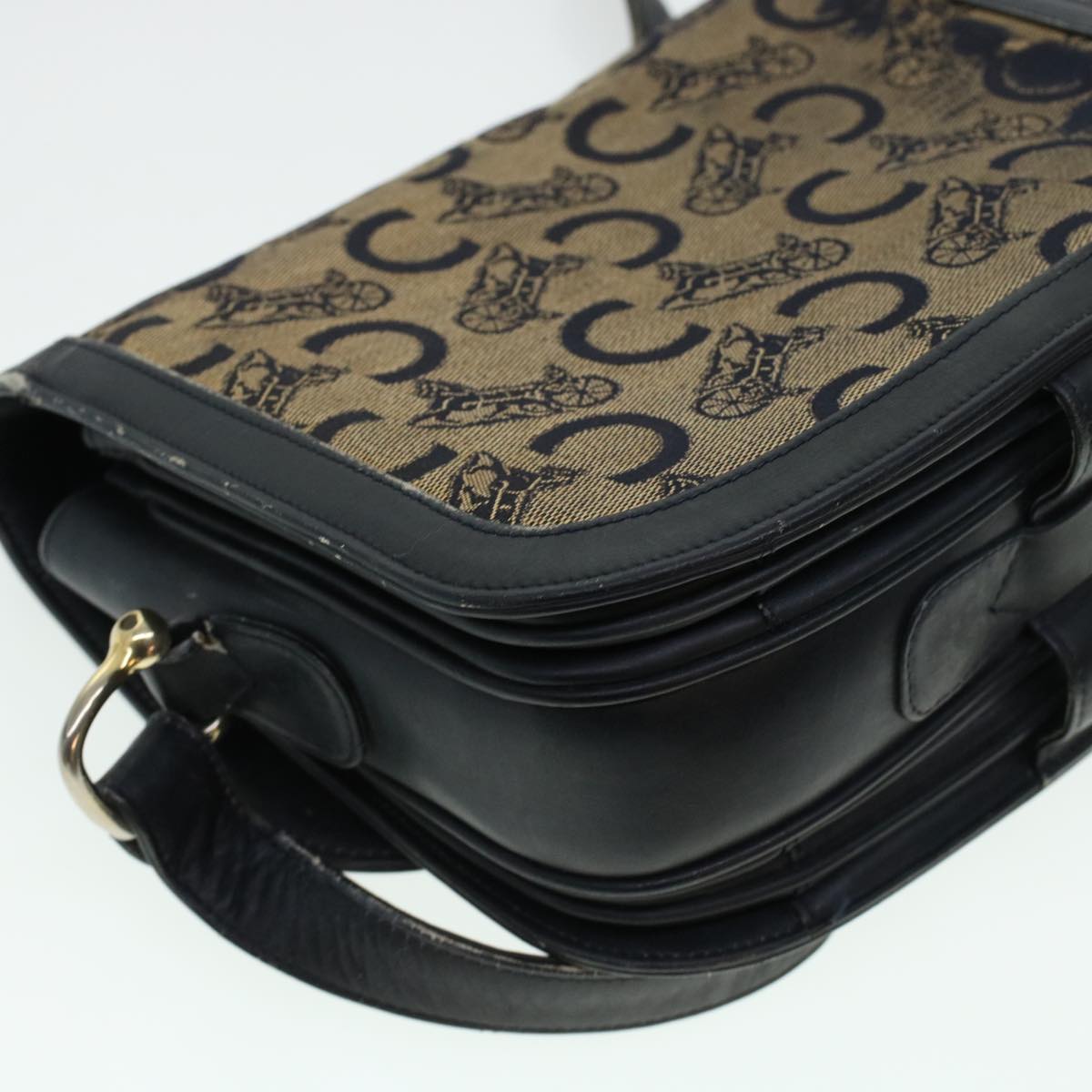 Celine C Macadam Canvas Shoulder Bag Navy  bs5114