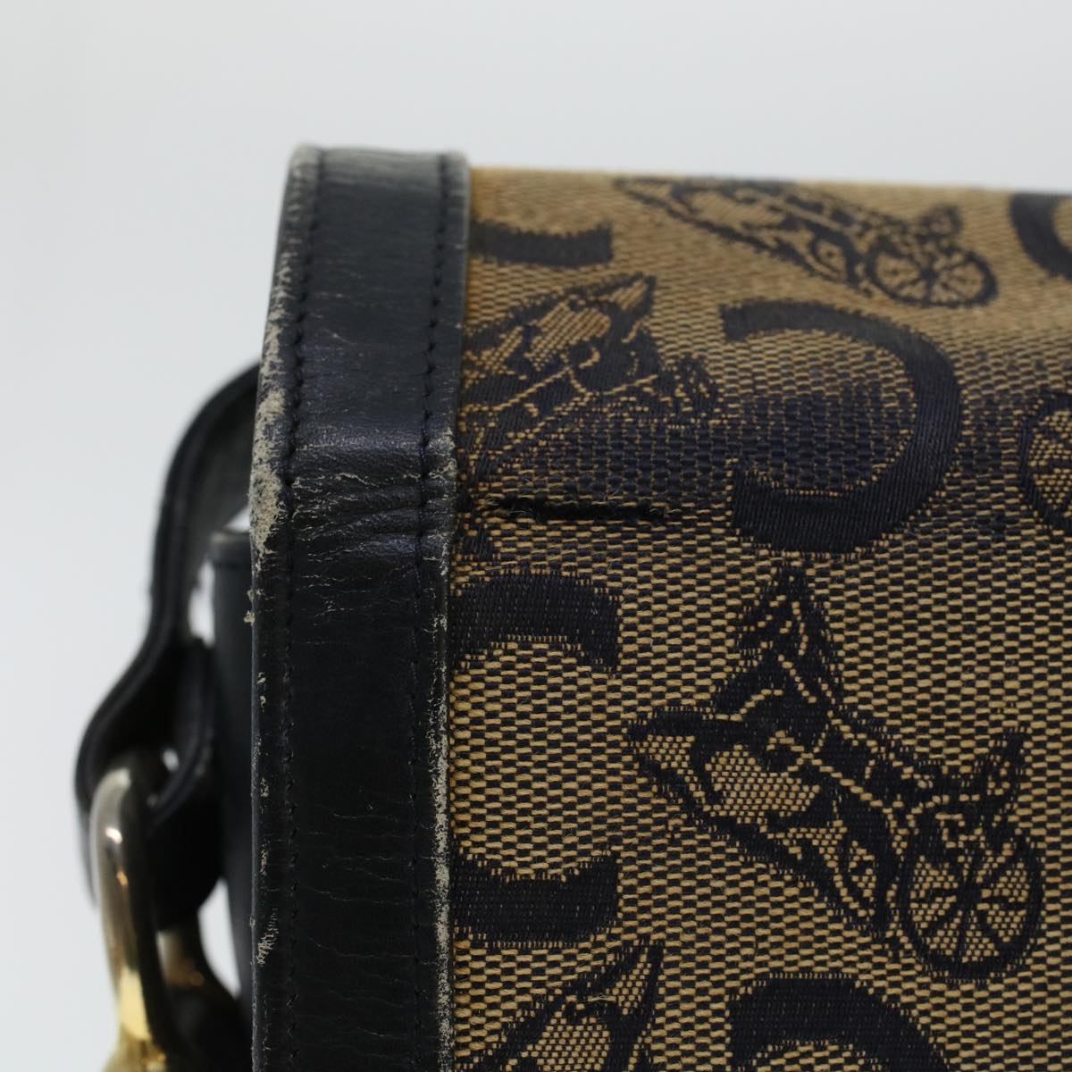 Celine C Macadam Canvas Shoulder Bag Navy  bs5114