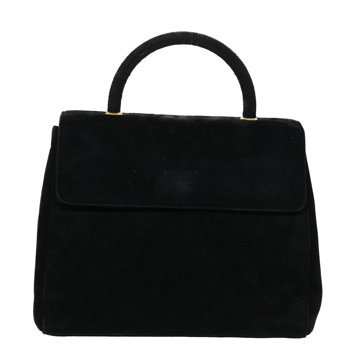 Prada Hand Bag Suede Black  bs5708