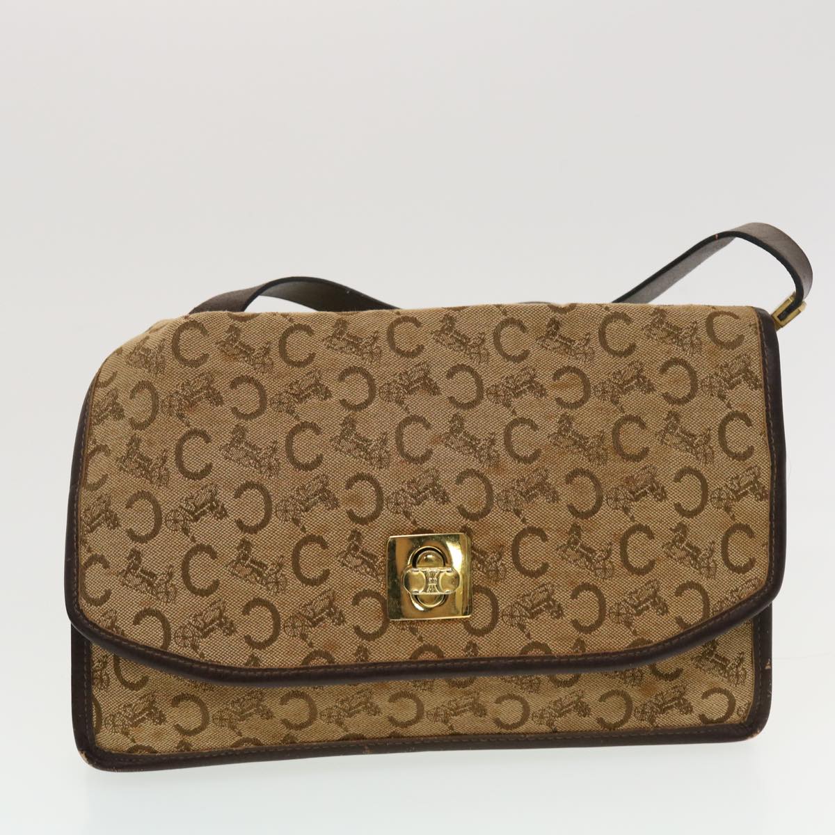 Celine C Macadam Canvas Clutch Shoulder Bag 2Set Beige Navy  bs5756