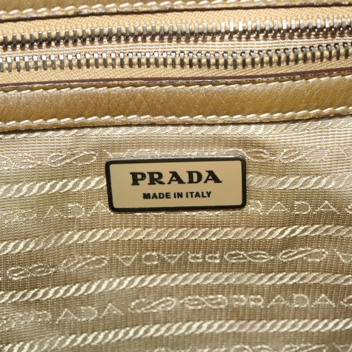 PRADA Clasp Shoulder Bag Nylon Beige Auth bs5822