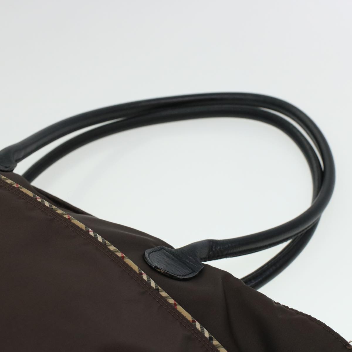 Burberry Nova Check GOLF Tote Bag Nylon Brown Beige Auth bs5990