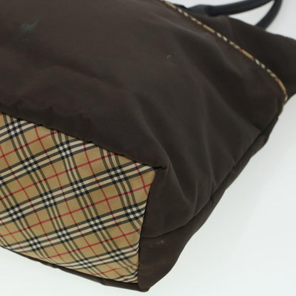 Burberry Nova Check GOLF Tote Bag Nylon Brown Beige Auth bs5990