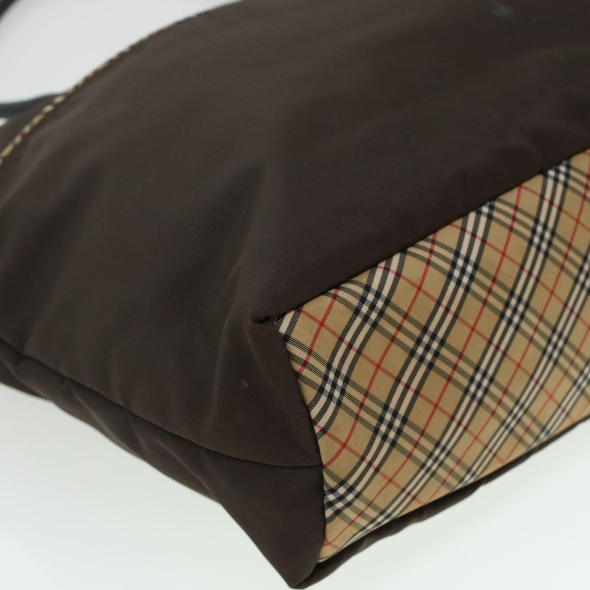 Burberry Nova Check GOLF Tote Bag Nylon Brown Beige Auth bs5990
