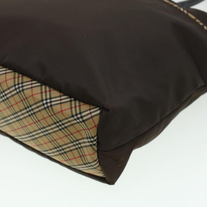 Burberry Nova Check GOLF Tote Bag Nylon Brown Beige Auth bs5990
