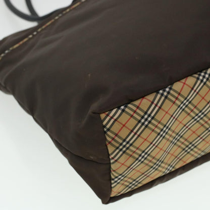 Burberry Nova Check GOLF Tote Bag Nylon Brown Beige Auth bs5990