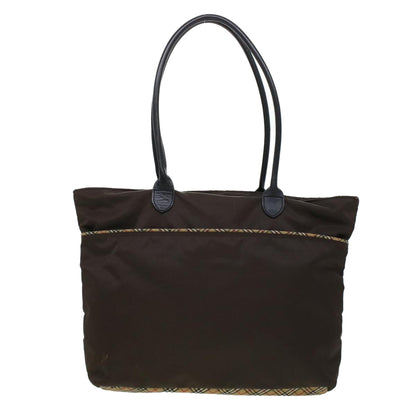 Burberry Nova Check GOLF Tote Bag Nylon Brown Beige Auth bs5990