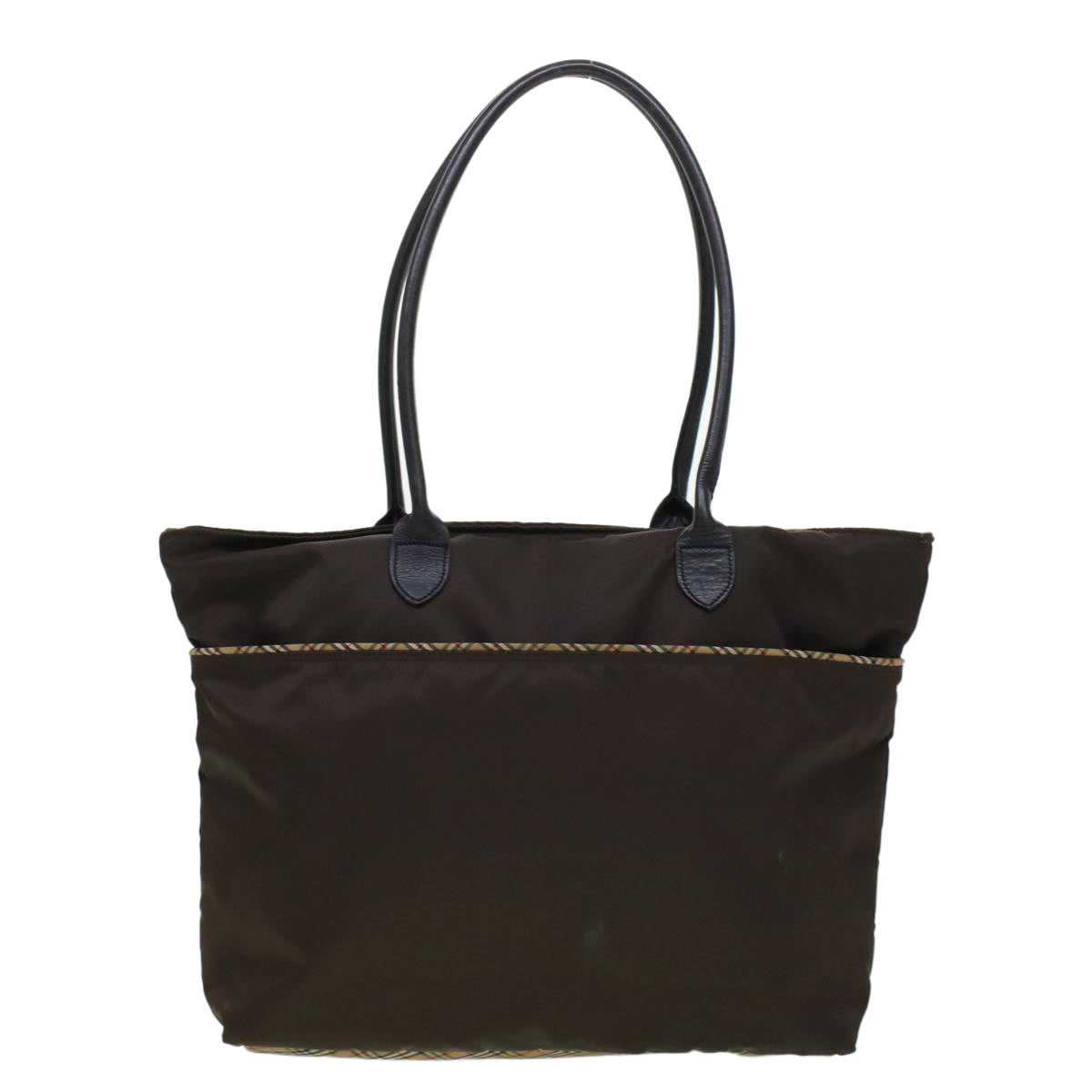 Burberry Nova Check GOLF Tote Bag Nylon Brown Beige Auth bs5990