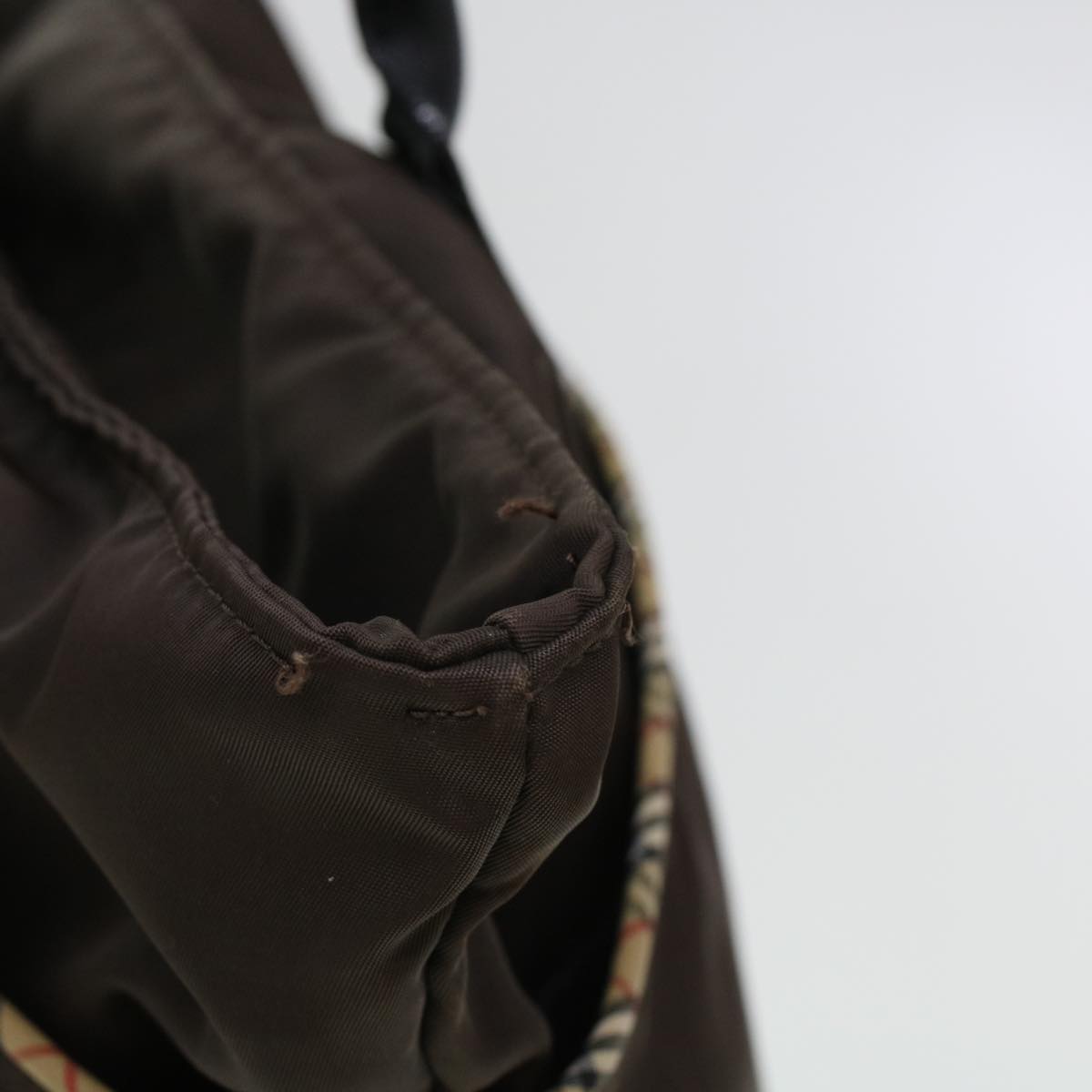 Burberry Nova Check GOLF Tote Bag Nylon Brown Beige Auth bs5990