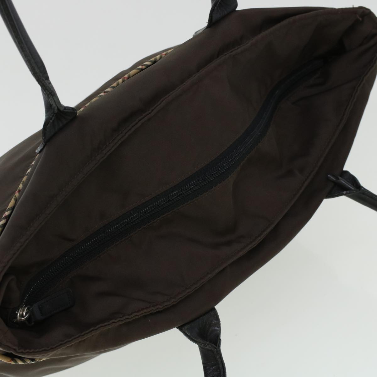 Burberry Nova Check GOLF Tote Bag Nylon Brown Beige Auth bs5990