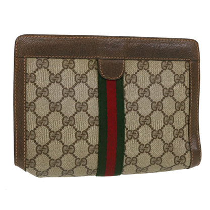 GUCCI GG Canvas Web Sherry Line Clutch Bag Beige Red Green 89.01.001  bs5999