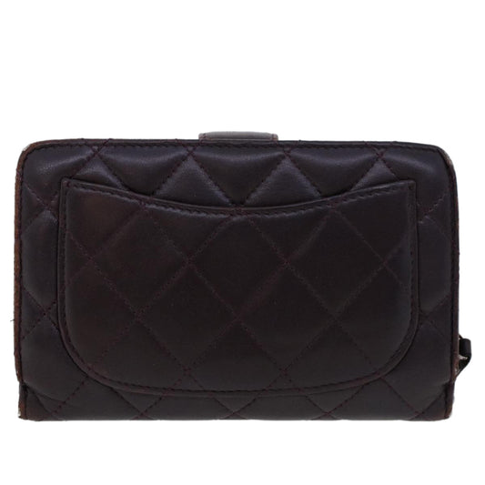 CHANEL Wallet Lamb Skin Purple CC Auth bs6011