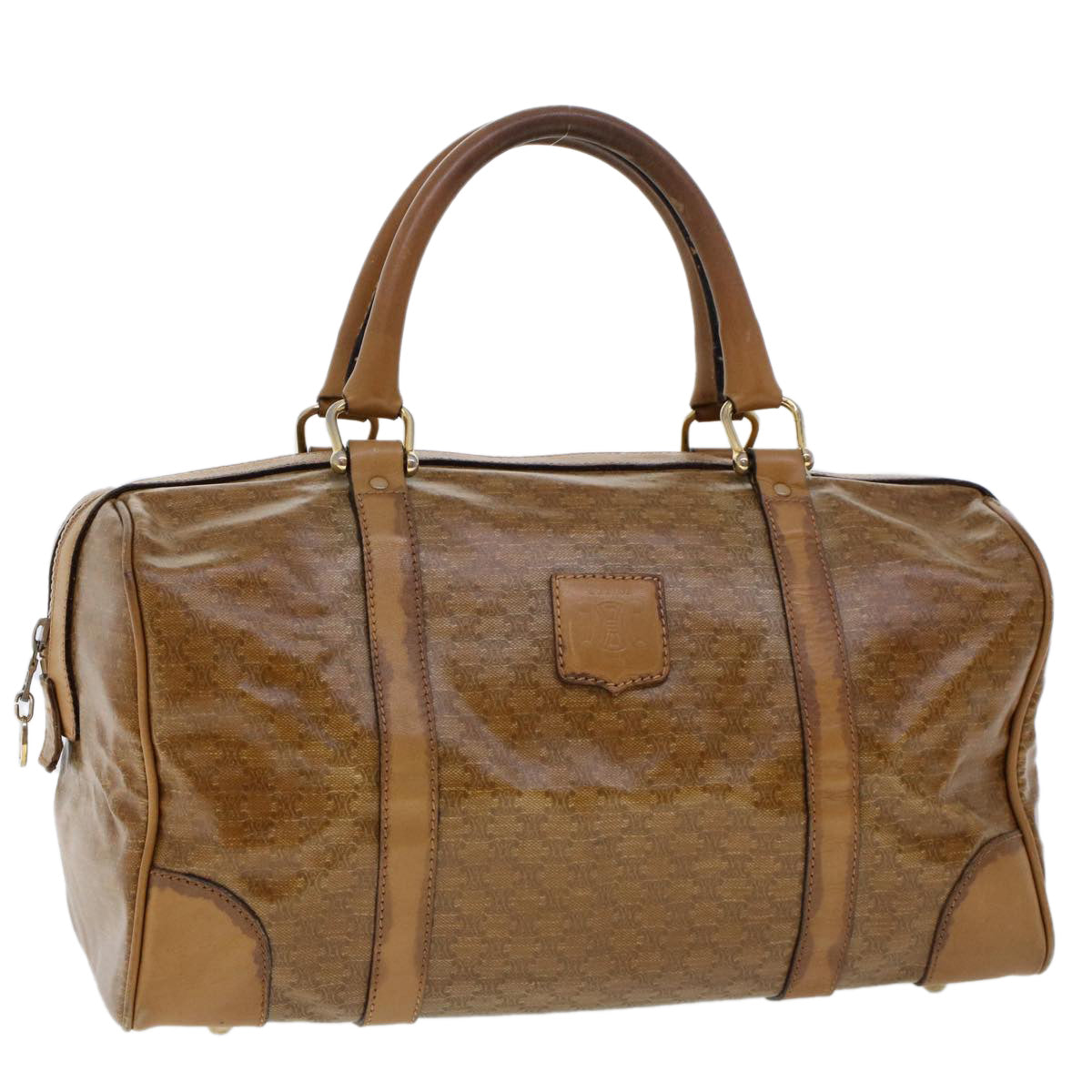 Celine Macadam Canvas Boston Bag Coated Canvas Brown  bs6013