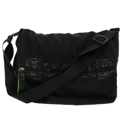 Chanel Shoulder Bag Nylon Black CC Auth bs6077