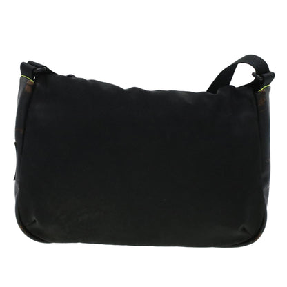 Chanel Shoulder Bag Nylon Black CC Auth bs6077