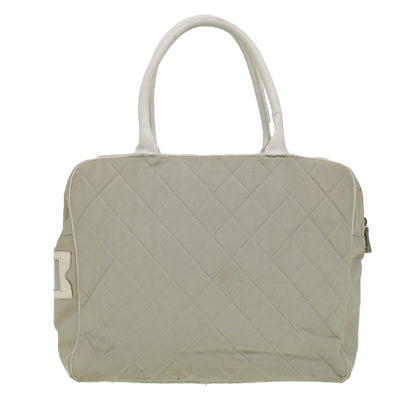 Chanel Boston Bag Canvas Gray CC Auth bs6078
