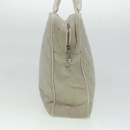 Chanel Boston Bag Canvas Gray CC Auth bs6078