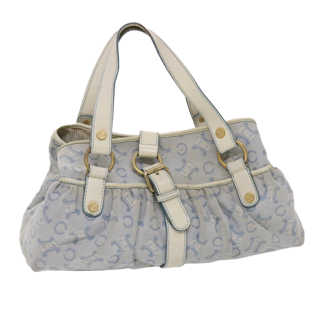 Celine Paris Macadam Shoulder Bag Canvas Blue White  bs6303